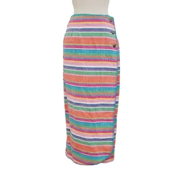 Vintage 80's hippie boho ranch Southwestern ethnic wrap skirt 8 - Picture 5 of 7